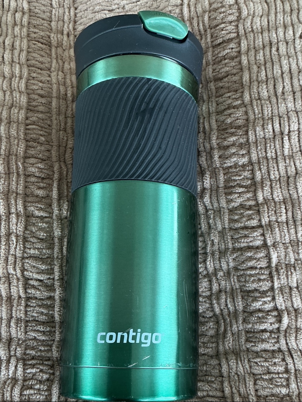Contigo Green Metallic Travel Tumbler with Black Grip